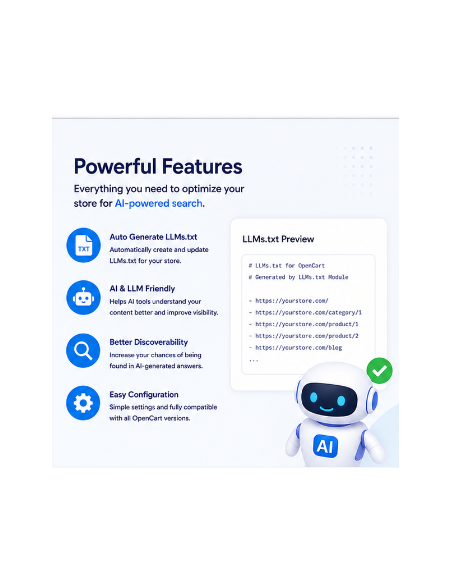 OpenCart LLMs.txt Generator Extension | AI Search & LLM Optimization